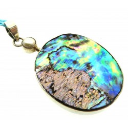 Paua Shell Indian Silver Pendant 01